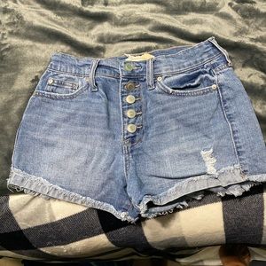 Light blue wash jean shorts